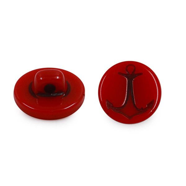 Пуговицы на ножке (3.00-1096-15) Якорь (красный), Б65, 50 шт