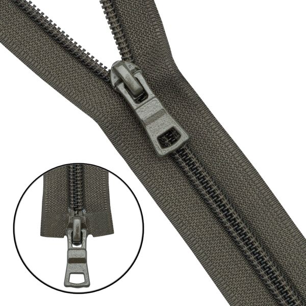 Молния спираль (витая) Т7 (7 мм) 2 зам., разъем., 110 см, 078 хаки, 10 шт