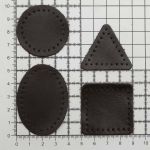Набор заплаток пришивных из кожи, круг, квадрат, треугольник, овал 4см, с перфорацией, 4 шт (03 темно-коричневый), 9703