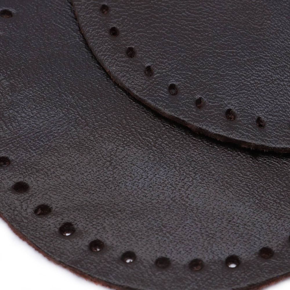 Заплатки пришивные из кожи, круг ⌀6см с перфорацией, 2 шт, 100% кожа, 03 темно-коричневый, 9111