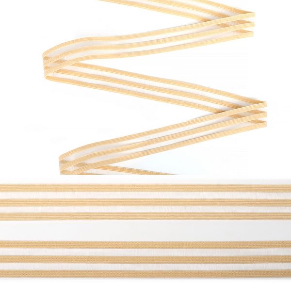 Резинка декоративная с прозрачными вставками 20.0 мм / 30 метров, нейлон, бежевый песочный S180