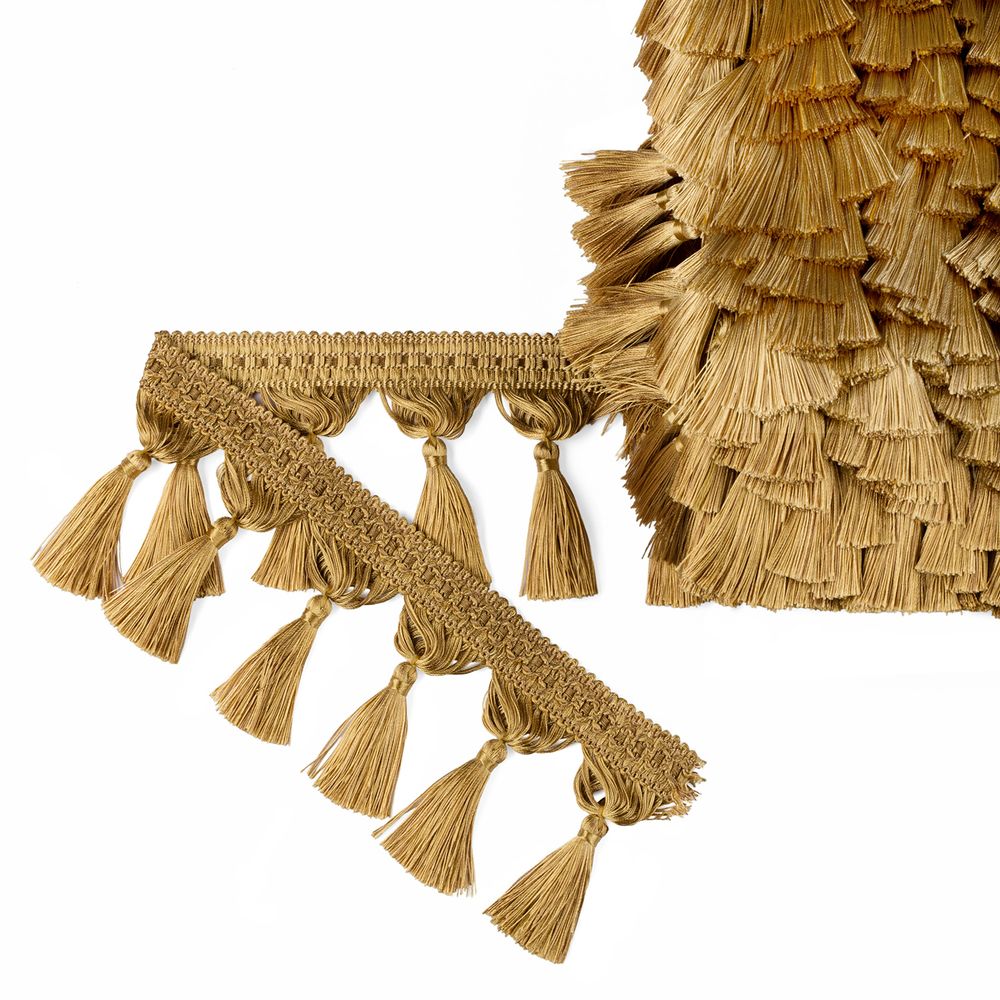 Бахрома отделочная 95.0 мм / 25 метров, с кистями, 112 золотистый, Gamma 2030