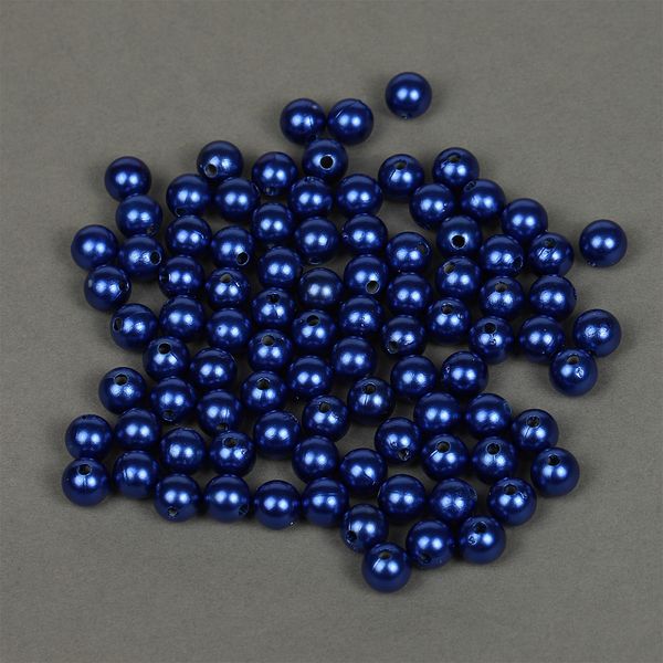 Бусины пластик (перламутр) ⌀10 мм, цв.A33 синий, уп.500г (960 шт), Magic4Hobby