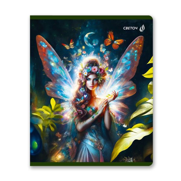 Тетрадь ученическая общая, выборочные блёстки, A5 48 л. на скобе 65 г/м², белизна 100% 10 шт клетка, 01477 Крылатая фантазия, Светоч Т83