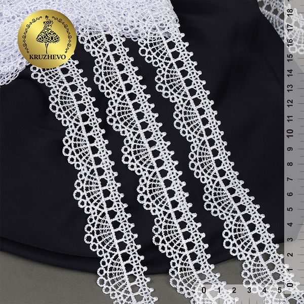 Кружево гипюр (плетёное) 45 мм / 2.7 метра, TR.8G8296, цв.01 белый, Kruzhevo