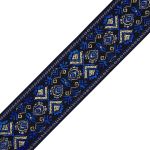 Лента (тесьма) жаккардовая 50.0 мм / 7.32 метра, синий, 402088