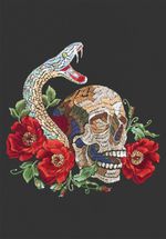 Набор для вышивания нитками Panna Живая картина JK-2334, Череп со змеей, 18х18.5 см