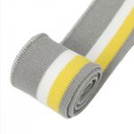 Подвяз (довяз) трикотажный серый с белой и желтой полосами, 3,5х80см, уп. 5 шт