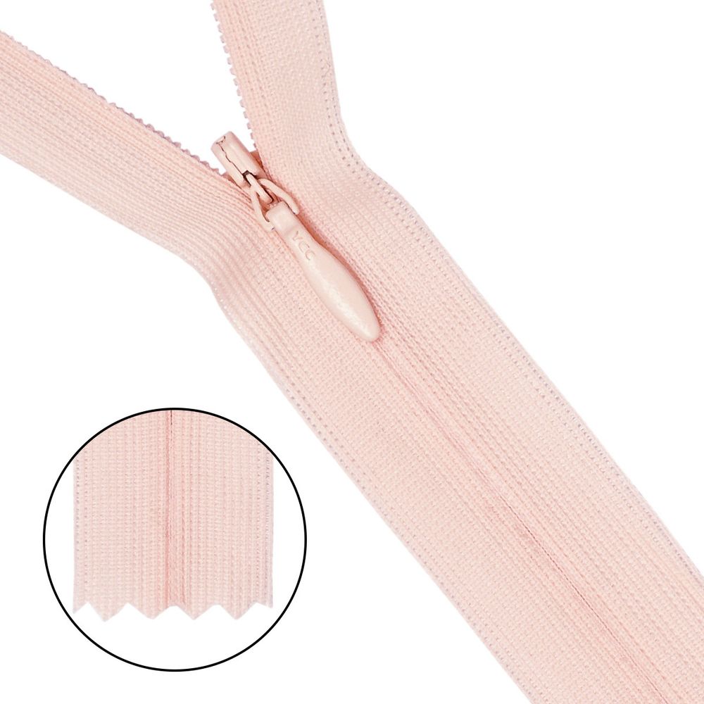 Молния потайная (скрытая) Т3 (3 мм) 1 зам., н/раз., 50 см, св. персик, 31305 / 50, 10 шт