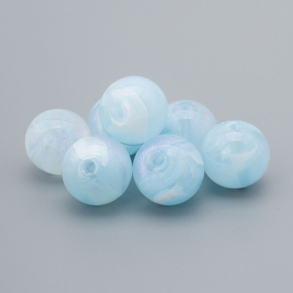 Бусины акрил ⌀12 мм, 500 г, дымка с АВ шиммером, круглые, AD073 голубой, (7748709)2012 , Astra&Craft