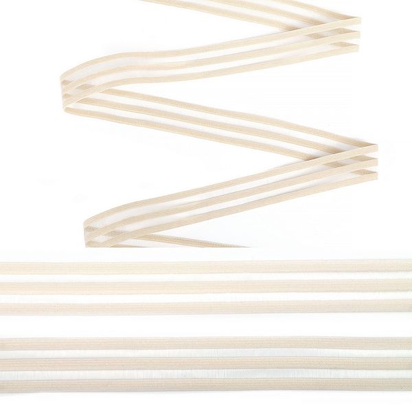 Резинка декоративная с прозрачными вставками 20.0 мм / 30 метров, нейлон, F102 сумрачно-белый