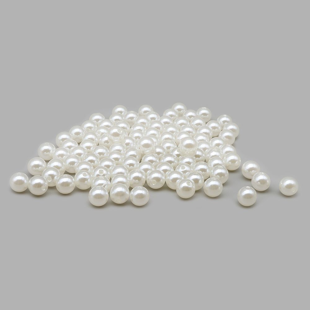 Бусины пластик (жемчуг) ⌀10 мм, 50 г, Astra&Craft (001 NL белый)