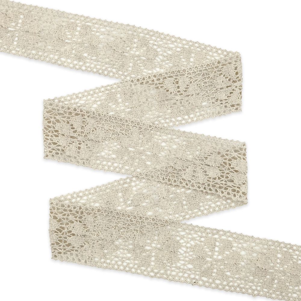 Кружево вязаное (тесьма) хлопковое 60 мм / 25 метров, рис.60.01.178 (лен) С3749Г17