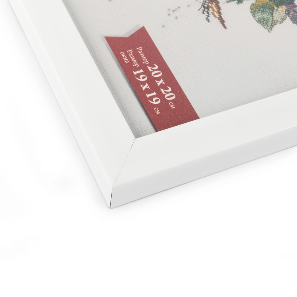 Рамка для картины (фото) пластик с оргстеклом 20х20 см, белый, Gamma ПРК-20