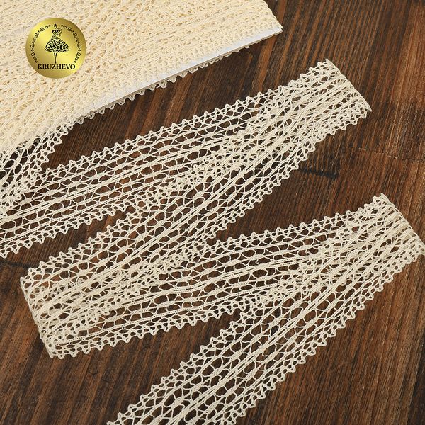 Кружево вязаное (тесьма) 25 мм / 10 метров, D1002, тонкая нить, цв.02 молочный, Kruzhevo