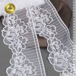 Кружево на сетке широкое 120 мм, 40484, цв.01 белый уп.13.7м, Kruzhevo