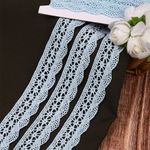 Кружево вязаное (тесьма) 27 мм / 10 метров, хлопок, TBY.1005, F183 голубой