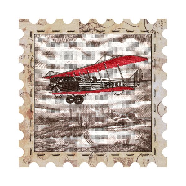 Набор для вышивания нитками Нова Слобода, Самолёт 24х24 см