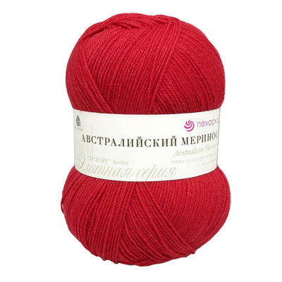 Пряжа Пехорка Австралийский меринос / уп.5 мот. по 100 г, 400 м, 06-Красный