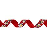 Лента репсовая (в рубчик) Ромашки 1,5см*22.86 м (красный)