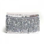 Бахрома отделочная 15.0 мм / 4.5 метра, с пайетками, TBY.11503, цв.серебро