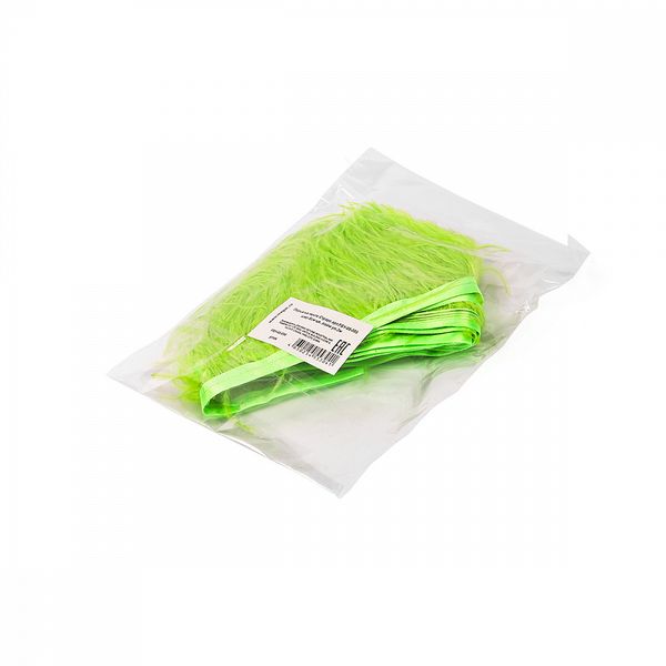 Перья на ленте Страус 8 см, FBY-08-086, цв. лайм, 2м
