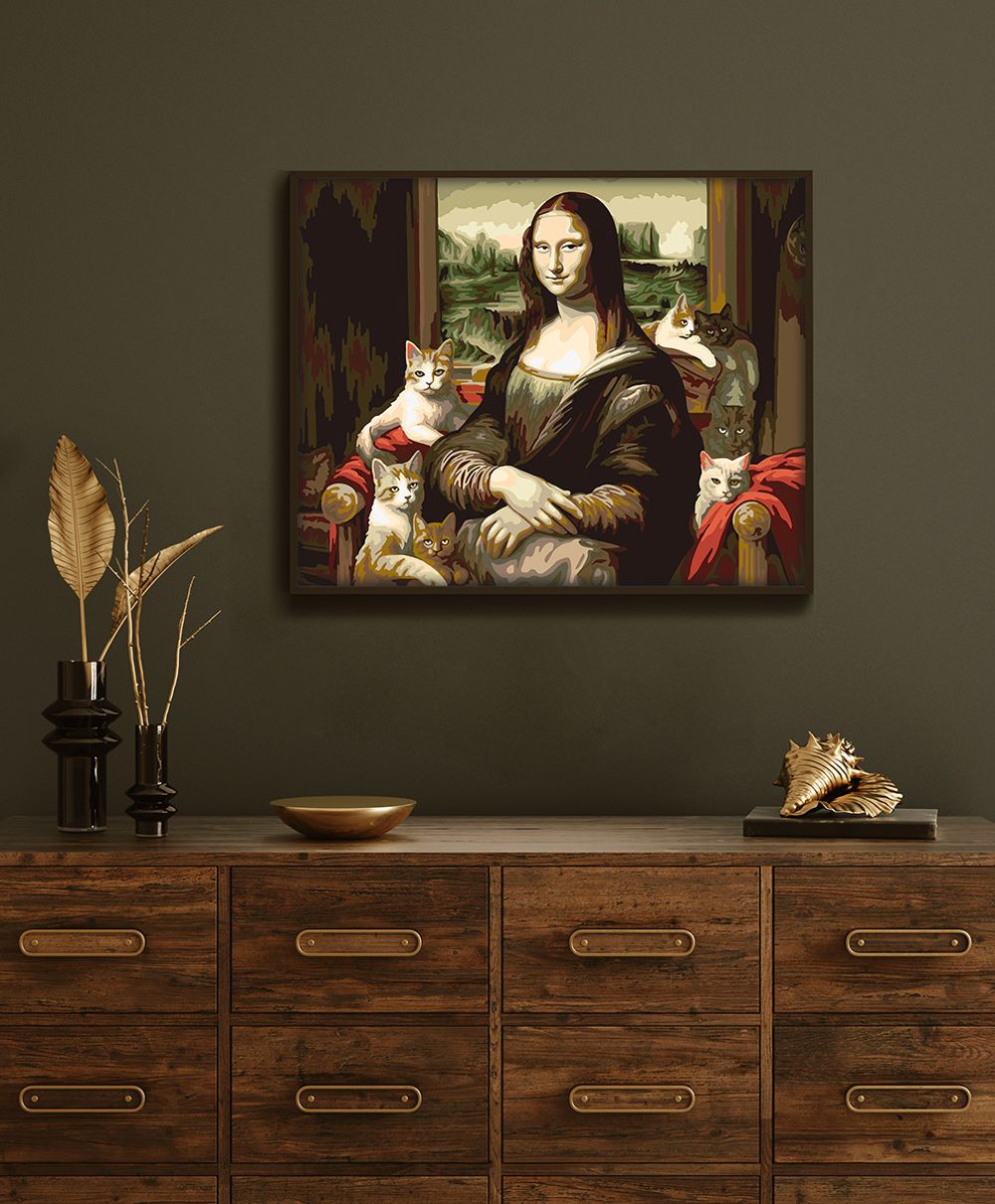 Картина по номерам Фрея PNB/PL-248, Мона Лиза и котики, 50х40 см