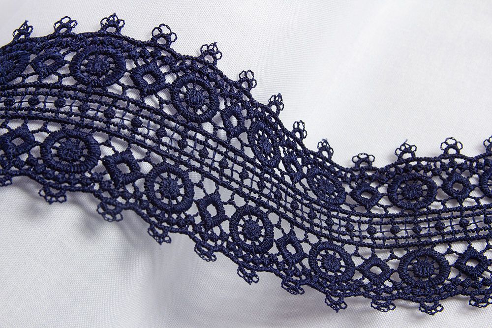 Кружево гипюр (плетёное) 60 мм / 10 м, т.синий, Gamma GGM-6003