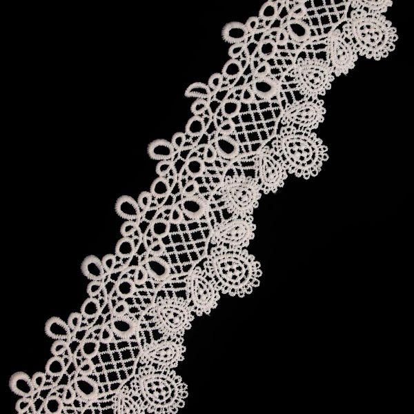 Кружево гипюр (плетёное) 95 мм / 3 метра, матовое, 571 молочный