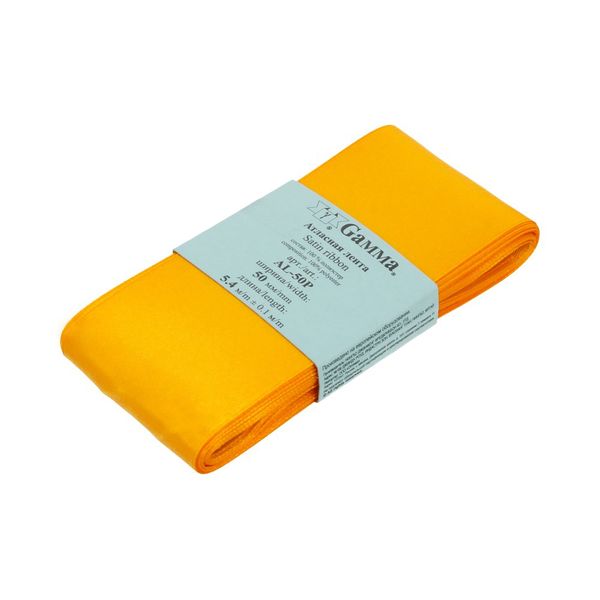 Лента атласная 1-сторонняя 50.0 мм / 5 шт по 5.4 метра, №120 т-желтый, Gamma AL-50P