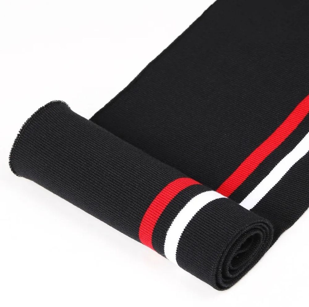 Подвяз (довяз) трикотажный 14.0х100 см, черный с белой и красной полосами, 100% п/э, 5 штук