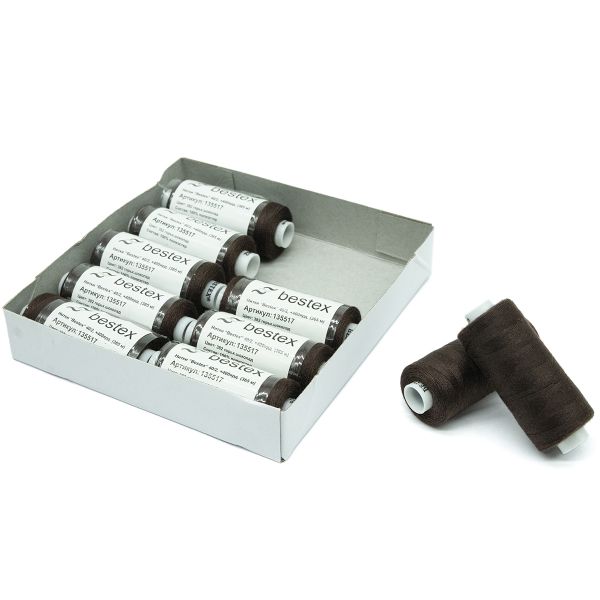 Нитки швейные бытовые Bestex 40/2, 365 м (400 ярд) / 10 кат., 382 темно-кофейный