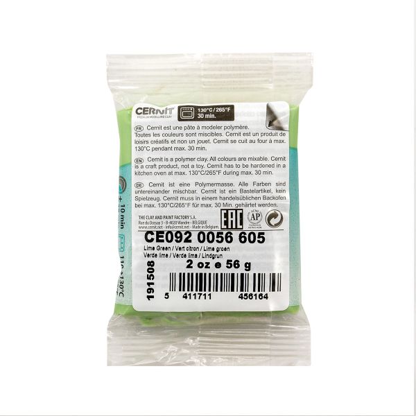 Полимерная глина Cernit Translucent запекаемая, прозрачная 56 гр, 605 зеленый лимон
