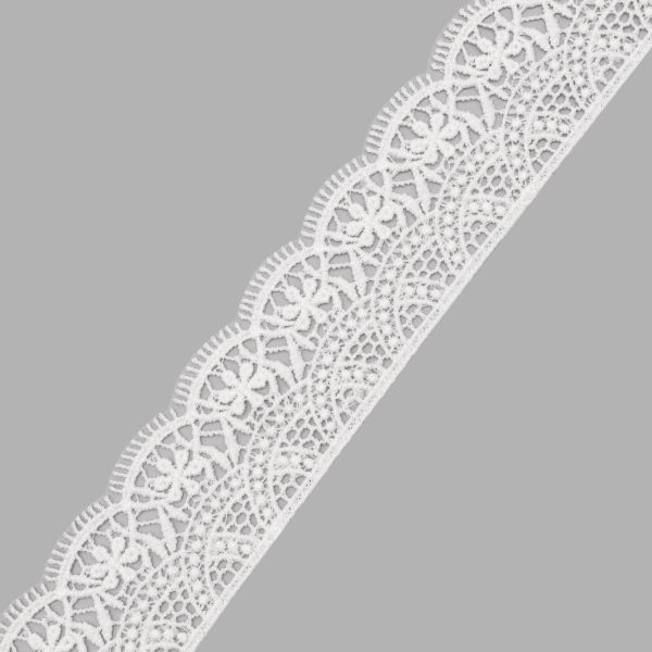 Кружево гипюр (плетёное) 45 мм / 9.14 метров, матовое 571 молочный