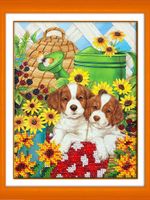 Набор для вышивания бисером Паутинка, Щенята в цветах 14х18 см
