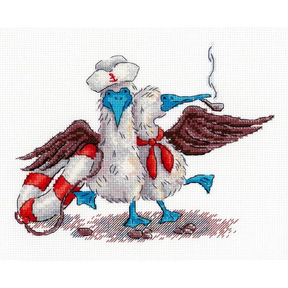 Набор для вышивания нитками МП Студия, Весёлые моряки 14х17см