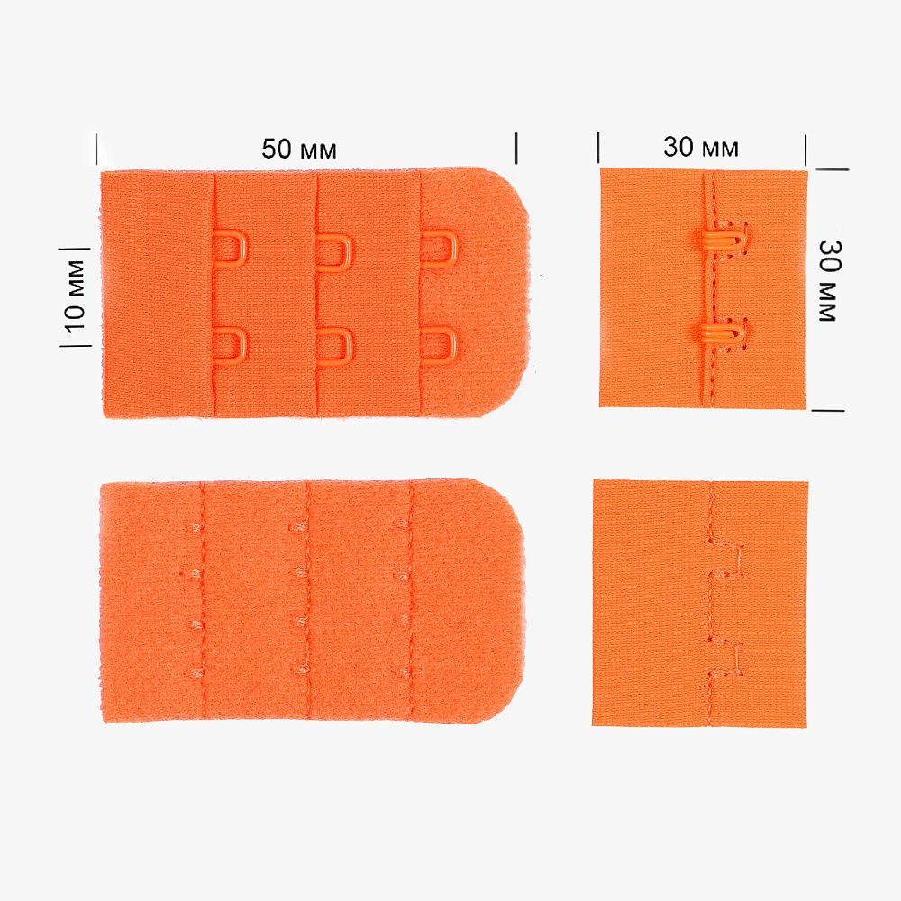 Застежки для бюстгальтера 3х2, 30 мм, 100 шт, A3409 оранжевый неон