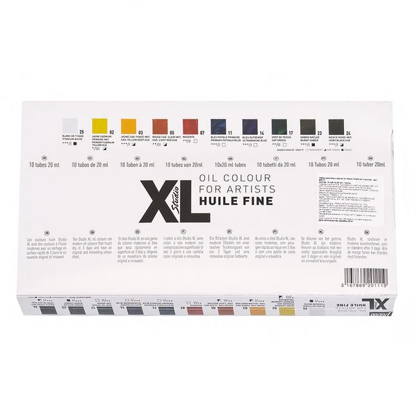 Краска масляная набор XL с кистью 10 цв. 20 мл, Pebeo