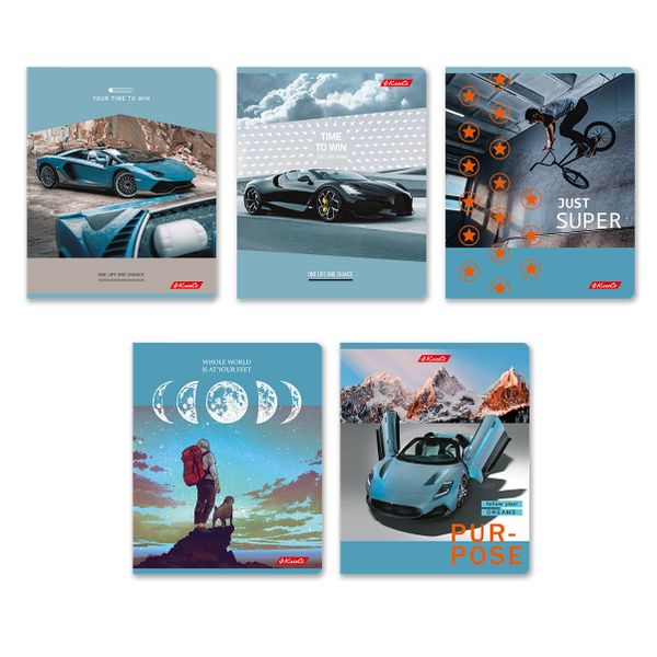 Тетрадь ученическая общая, A5+ 96 л. на скобе 60 г/м², белизна 100%, 5 шт, клетка в термоусадочной пленке, 000780 На скорости, Светоч 96ТЕТк-001