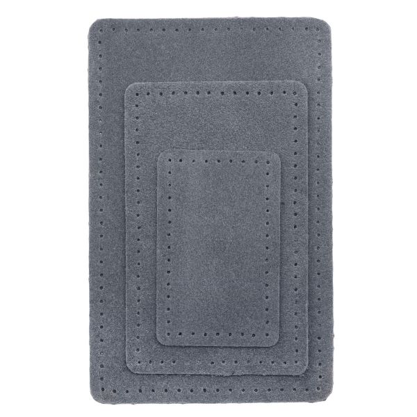 Набор заплаток пришив. из замши, прямоуг-к 4х6,4см, 6х9,6см, 8х12,7см, с перфорацией, 3 шт (26 серый), 59403