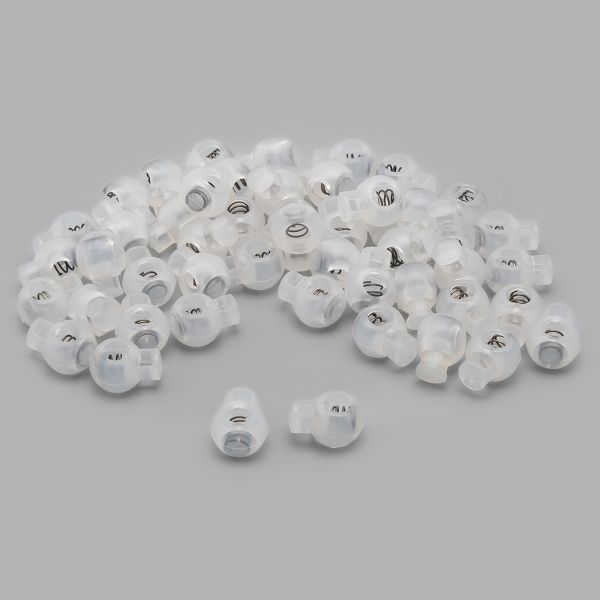 Фиксатор (зажим) для шнура пластик 1 отв., ⌀8.0 мм, 21х16мм, Шар (ПП), прозрачный, 50 шт