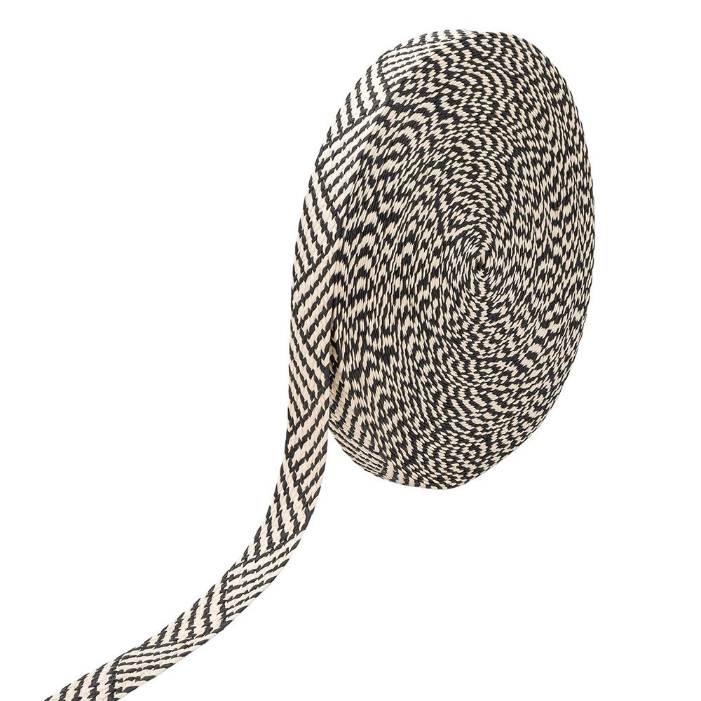 Стропа (ременная лента) 35 мм / 45.72 метра, [23.33 г/пог.м], с принтом, ZH856 бежевый/черный, 3Al295