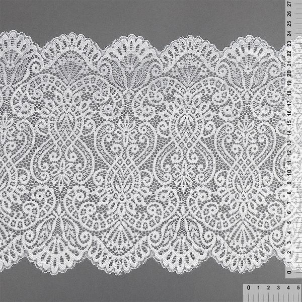 Кружево бельевое эластичное 240 мм / 25 м, 40992, цв.001 белый, Kruzhevo