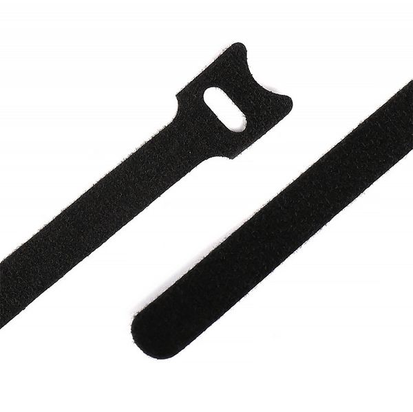 Лента контактная липучка (велкро) хомут 15 мм, 1,2 см, 100 шт, черный /TOS/