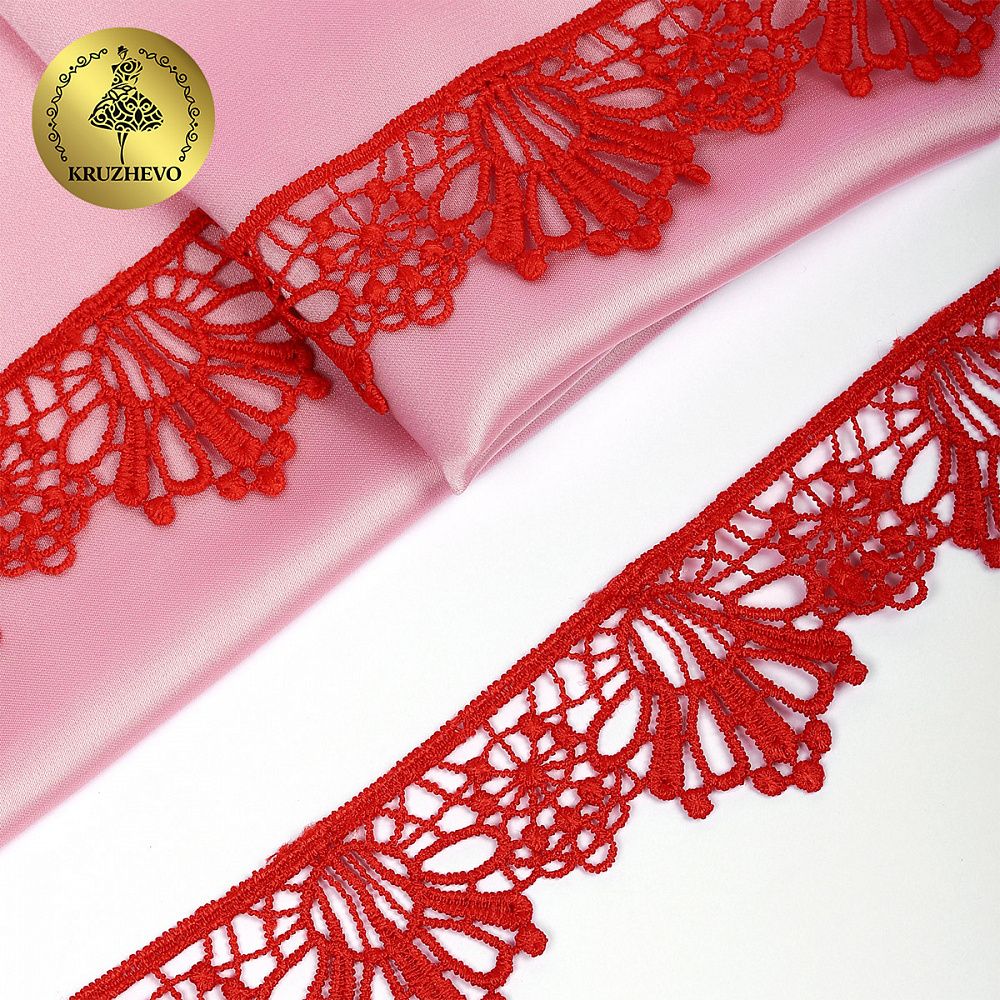Кружево гипюр (плетёное) 35 мм / 13.71 метров, TBY.SUN.10(0872), цв.F162 красный