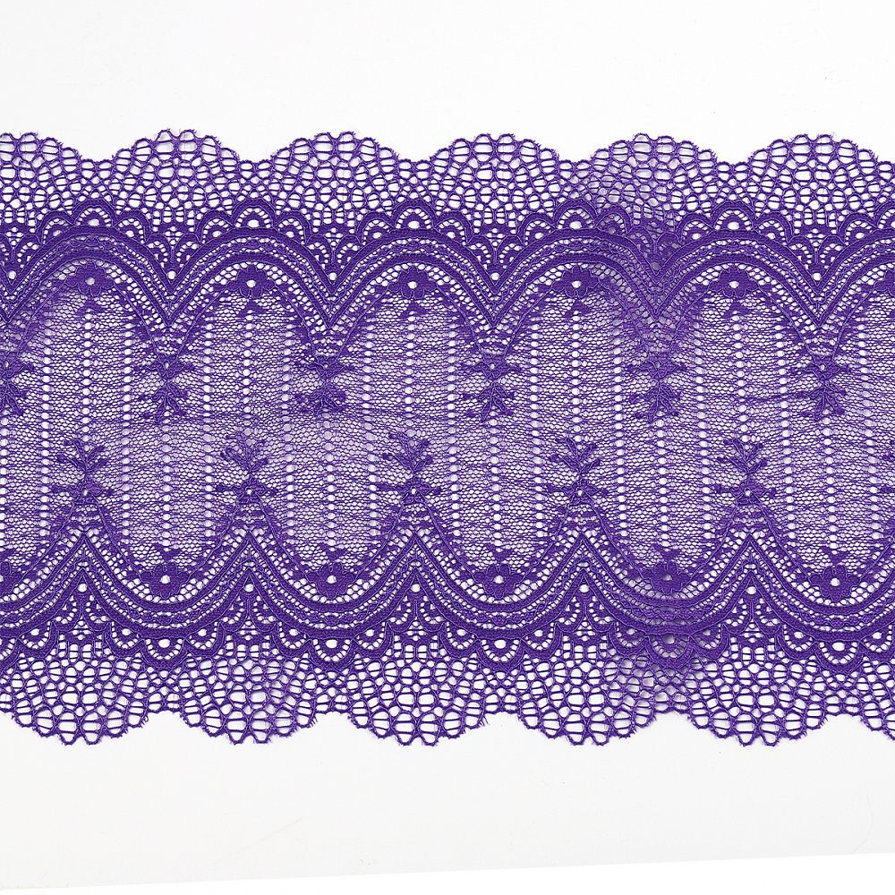 Кружево бельевое эластичное 230 мм / 10 м, 8037, цв.F170 фиолетовый, Kruzhevo