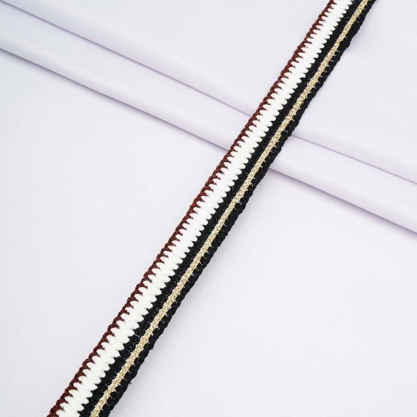 Тесьма в стиле шанель с люрексом 24 мм / 13.72 метра, черный/белый, 2028