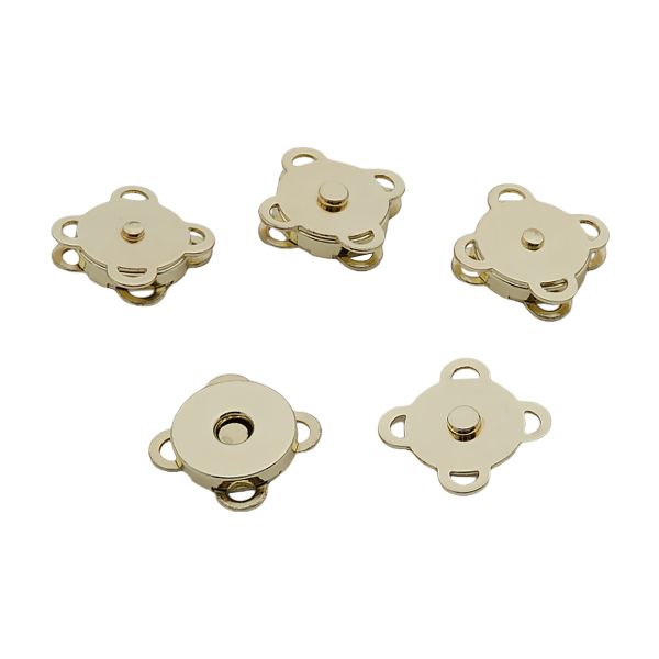 Кнопка магнитная металл пришивная ⌀15.0 мм, золото, металл., 4 шт, BIG