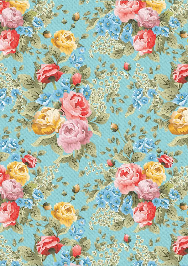 Ткань для пэчворка Peppy Версальские сады, отрез 50х55 см, 146 г/м², ВС-08 голубой, Peppy