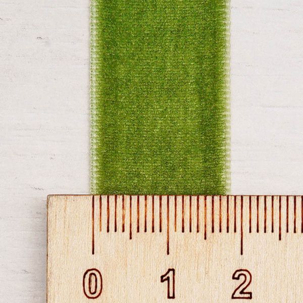 Лента бархатная (тесьма) 20.0 мм / 32.9±2 метров, 0081-1901, 158 зеленый